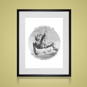 1500 Hendrick Goltzius Icarus Griekse mythologie Vintage Art, Gotische Kunst, Digitale Download Print, Printable Wall Art