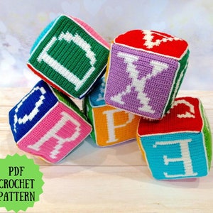 Blocos de bebê do alfabeto (A a Z) Padrão de crochê em PDF (termos em inglês e EUA), Padrão de amigurumi do alfabeto