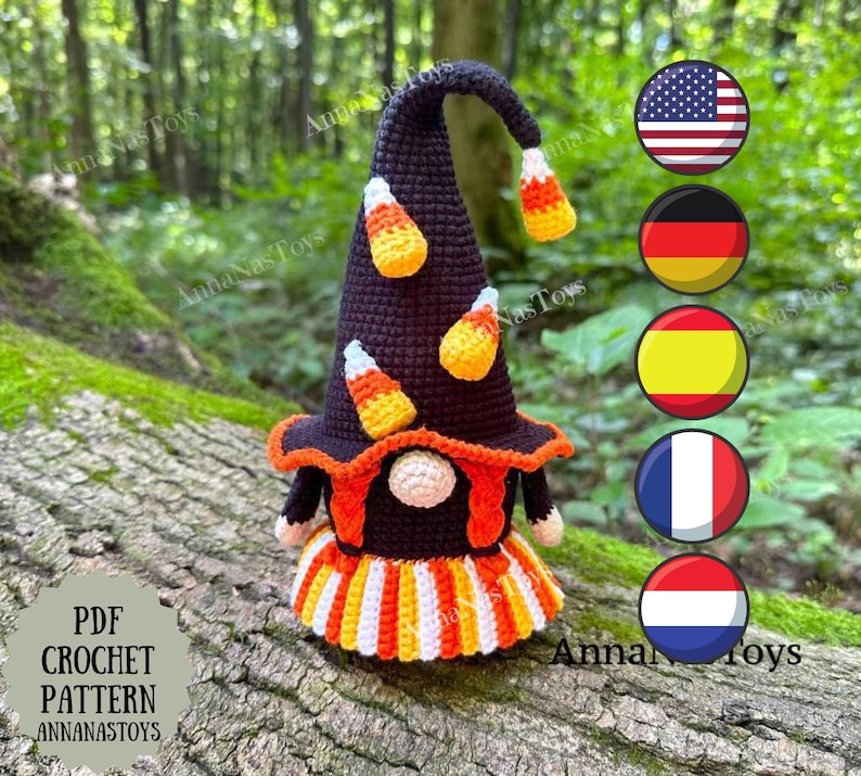 Gnome Candy Corn (girl), Amigurumi Pattern, Halloween Decor, Crochet ...