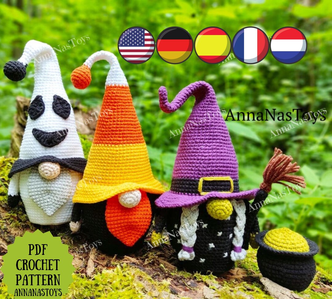 Gnome Ghost,gnome Candy Corn and Witch With a Green Nose,halloween ...