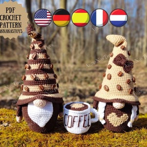 Coffee Gnomes: Crochet Amigurumi Pattern for Cozy Decor - PDF Download (English_US terms, German,Spanish,French,Dutch)