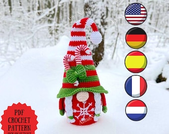 Christmas gnome (girl), Crochet amigurumi pattern, gnome Santa, Crochet PDF pattern (English_US terms, German, Spanish, French, Dutch)