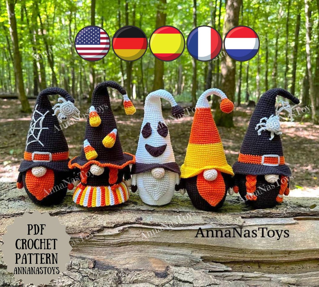 Halloween Gnome Ghost, Gnomes Candy Corn and Black Gnomes With Spider ...