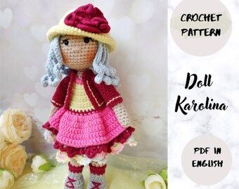 Doll Karolina Crochet PDF pattern (English_US terms), amigurumi doll crochet pattern