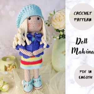 Doll Malvina Crochet PDF pattern (English_US terms), amigurumi doll crochet pattern