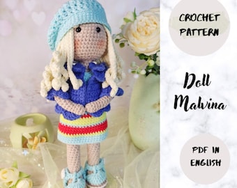 Doll Malvina Crochet PDF pattern (English_US terms), amigurumi doll crochet pattern