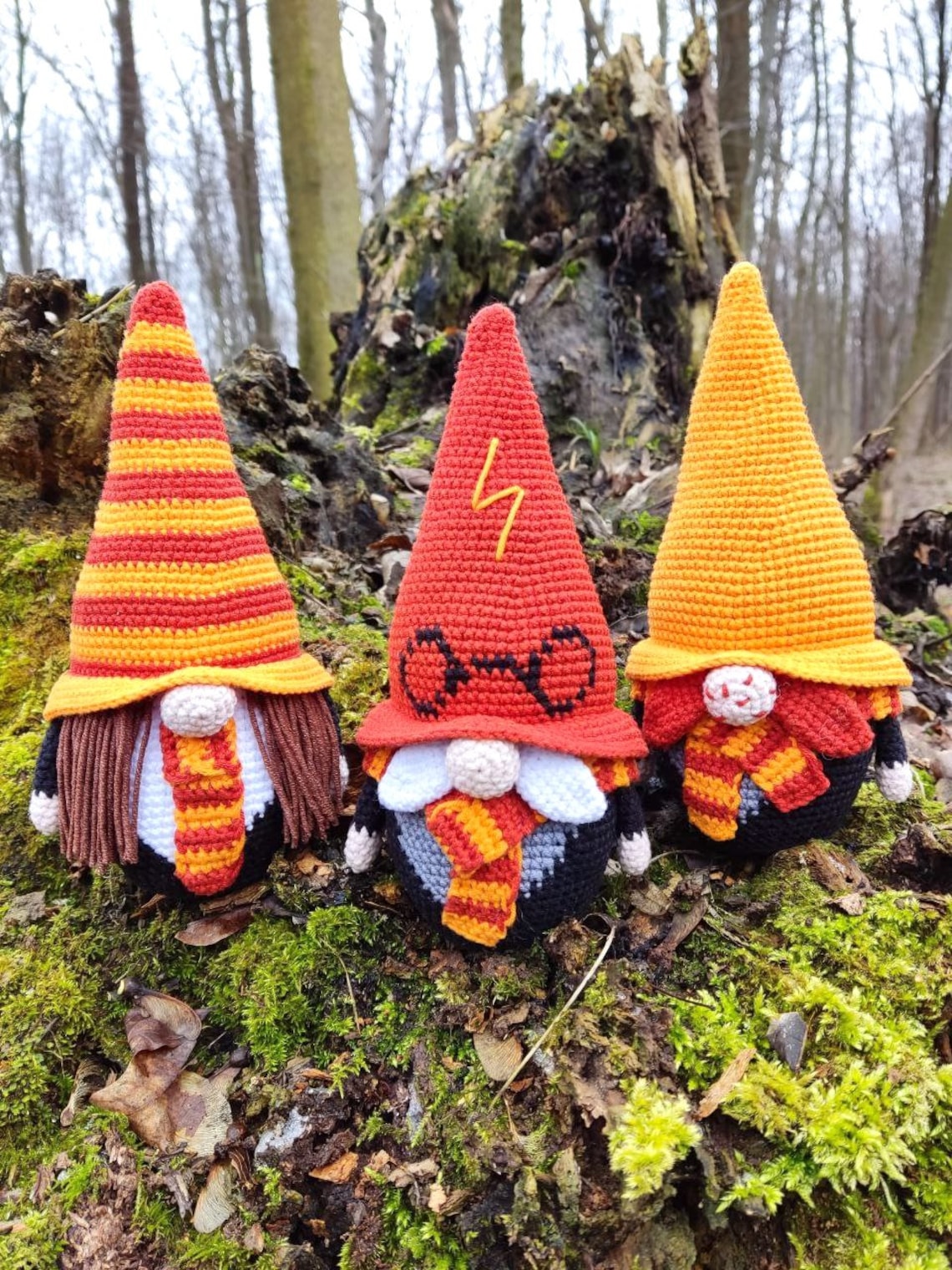 Gnomes Harry Ron and Hermione Crochet Gnome Amigurumi Etsy