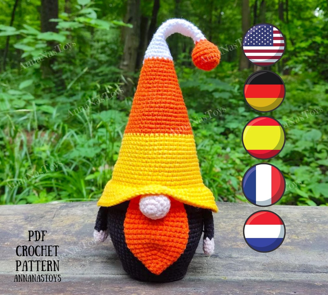 Gnome Candy Corn, Gnome Amigurumi Pattern, Crochet Halloween Decor ...