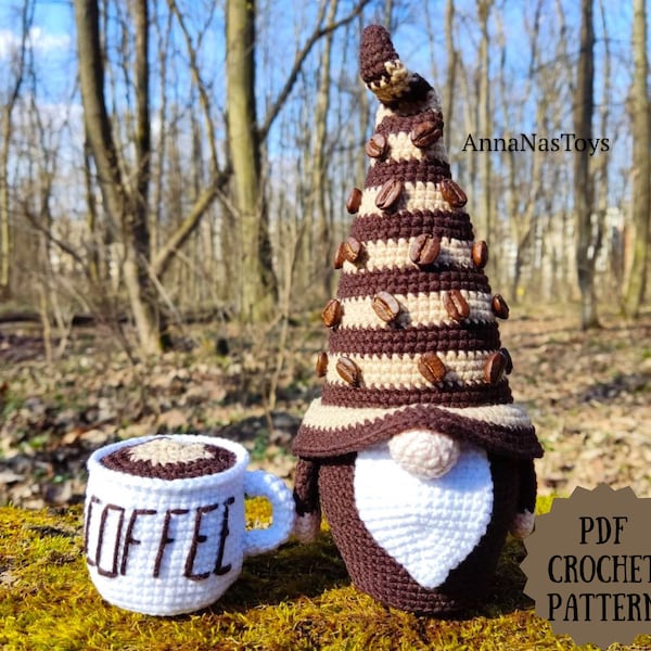 Crochet Coffee Gnome Amigurumi Pattern for Decor - PDF Pattern (English_US Terms)