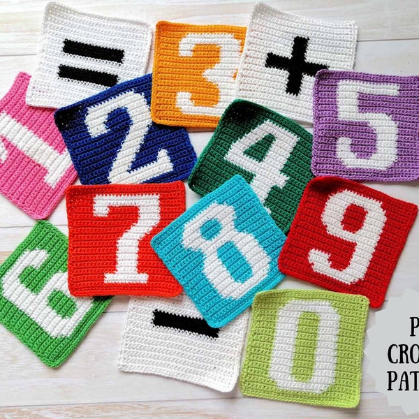 Crochet Numbers and Symbols Amigurumi Pattern PDF (English_US terms, Español, Deutsch)