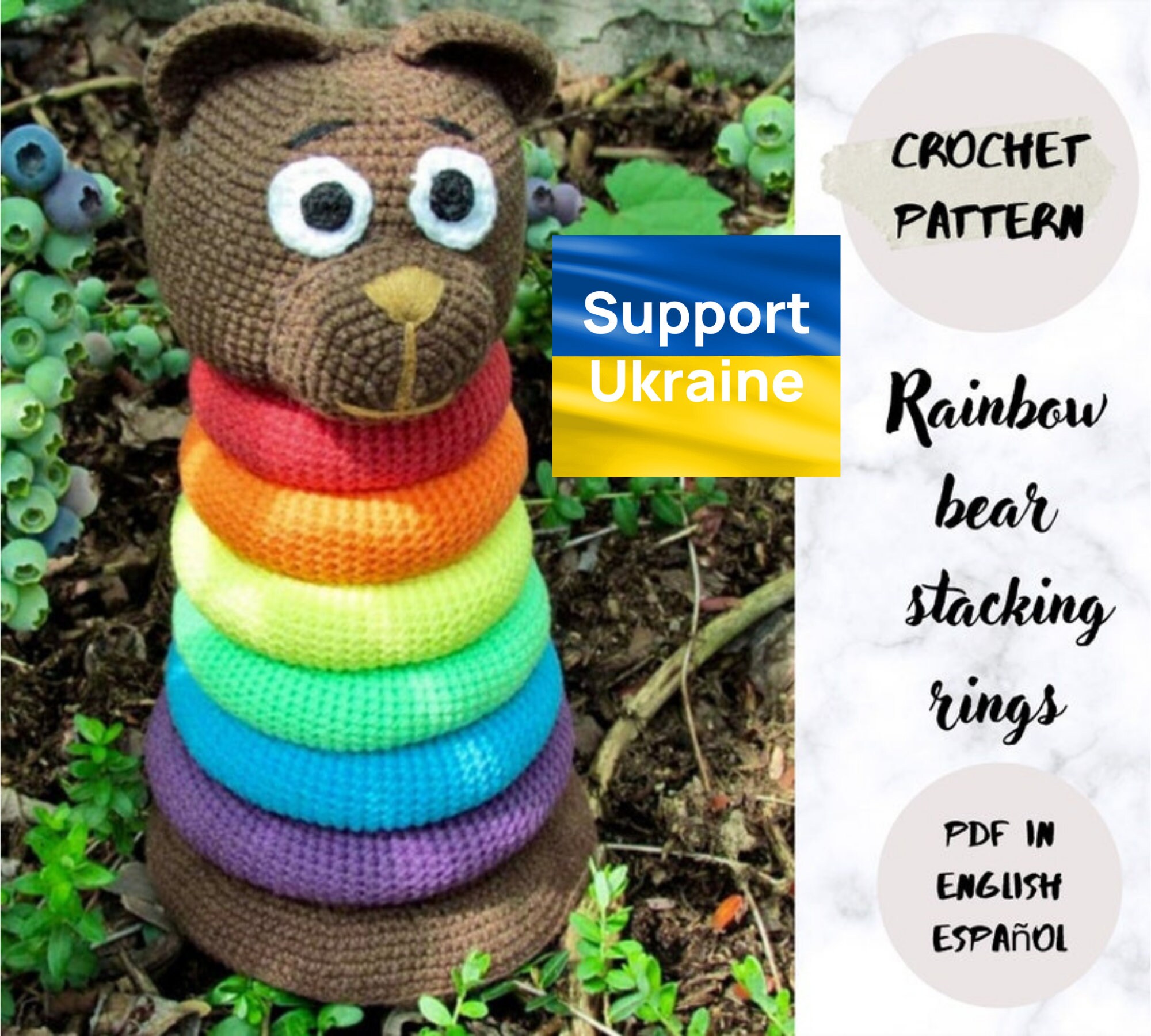 Crochet Amigurumi Toy Stacking Rings Rainbow Bear PDF Pattern - Etsy