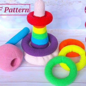 Amigurumi Stapelbare Ringe - Regenbogen Häkelanleitung PDF