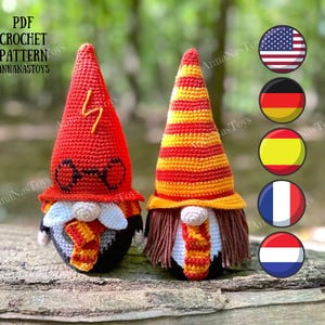 Gnomes Harry and Hermione,Crochet gnome amigurumi pattern,Fairy Tale gnome,Crochet PDF pattern(English_US terms, German,Spanish,French,Dutch