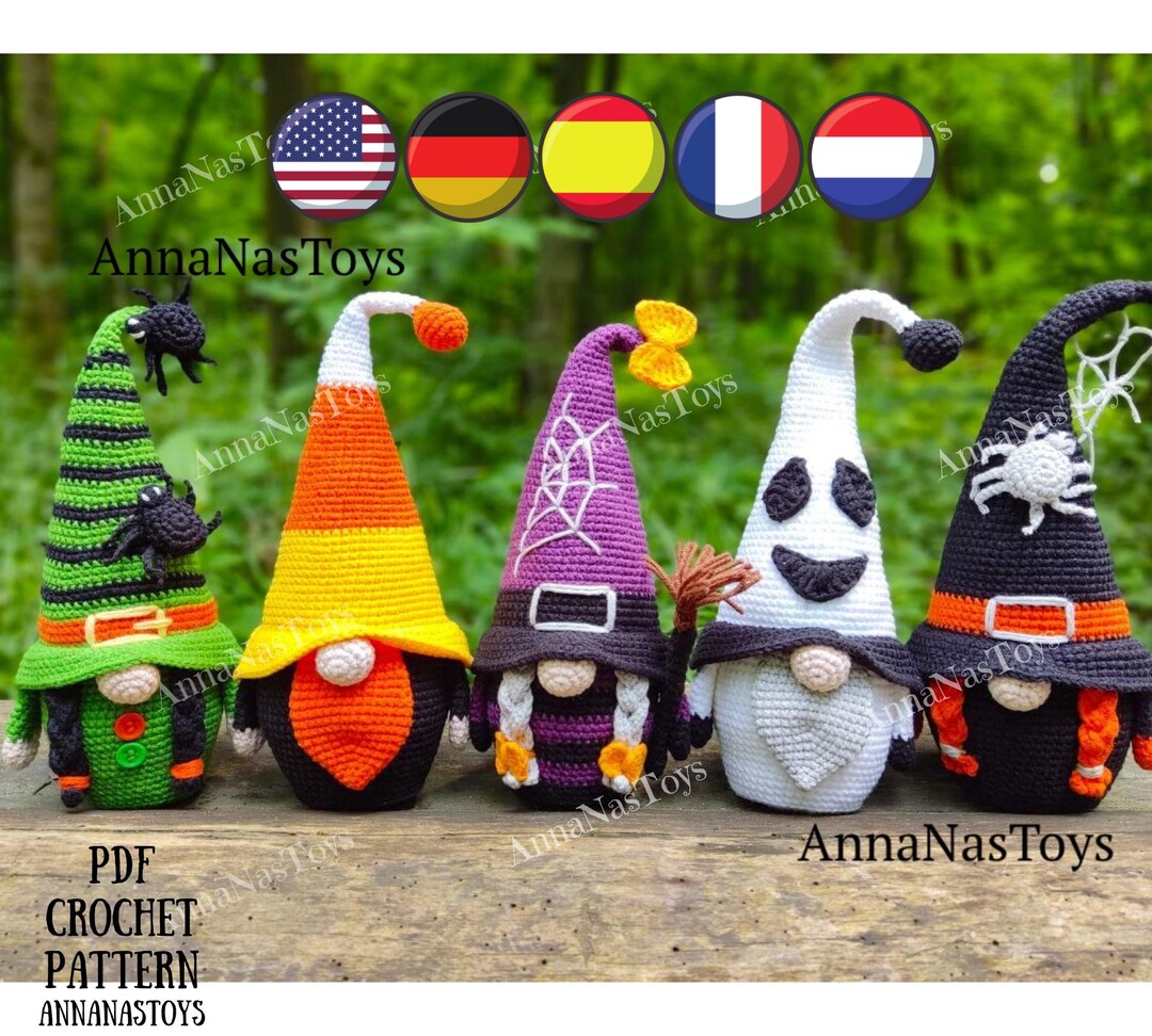 Gnome Ghost,gnome Candy Corn,witch With a Broom,black Witch and Green ...