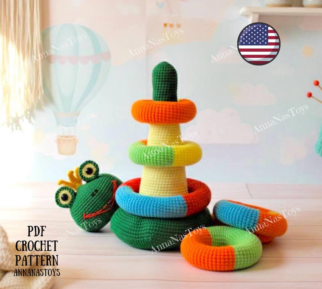 Crochet Amigurumi Stacking Rings Multi-color Frog PDF Pattern (english ...