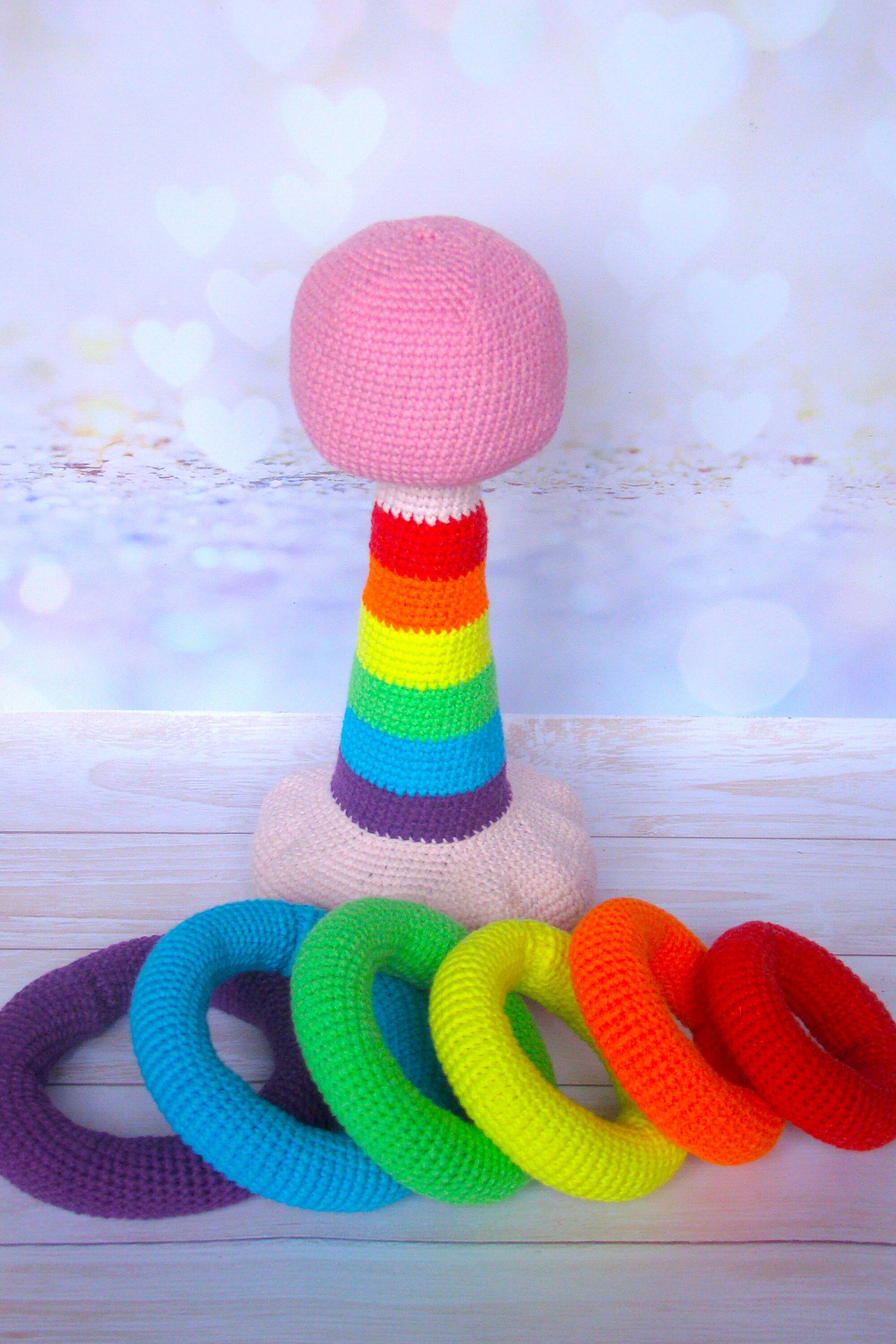 Crochet amigurumi stacking rings Rainbow PDF pattern English Etsy