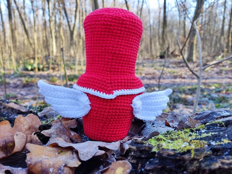 Gnome Red Valentin With Wings Crochet Gnome Amigurumi Etsy