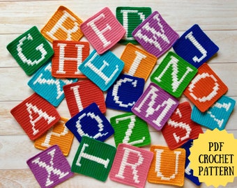 Letras del alfabeto inglés (A a Z), Patrón PDF de crochet (términos inglés_estadounidense), Patrón Amigurumi Alfabeto