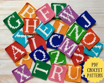 Lettres de l'alphabet anglais (A à Z), modèle PDF au crochet (termes anglais_US), modèle alphabet Amigurumi