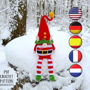 Сhristmas gnome Elf (boy), gnome amigurumi pattern, Сhristmas gnome, Crochet PDF pattern (English_US terms,German,Spanish,French,Dutch)