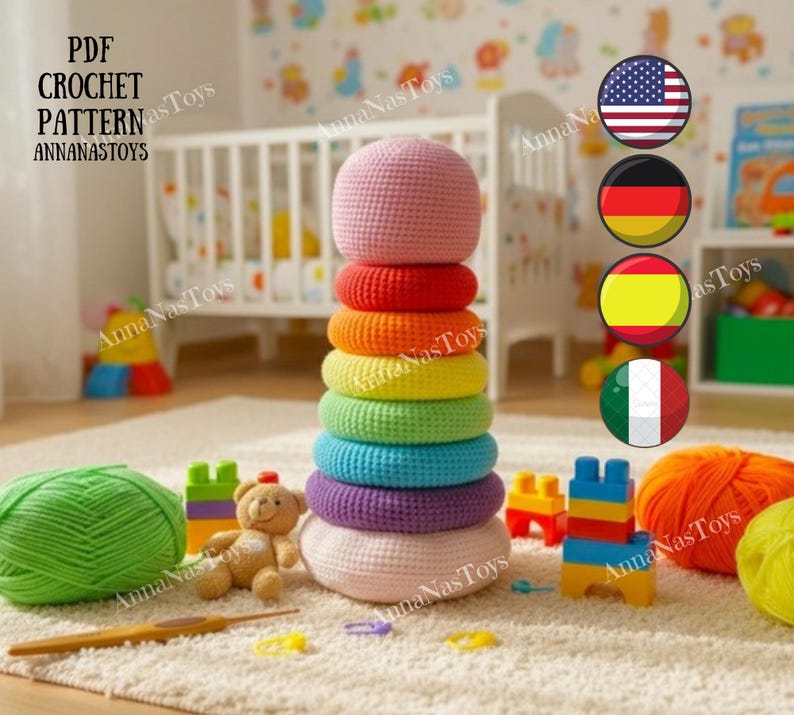 Amigurumi Stacking Rings - Rainbow Crochet Pattern PDF (english_us ...