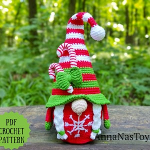 Christmas gnome (girl), Crochet gnome amigurumi pattern, gnome Santa, Crochet PDF pattern (English_US terms)