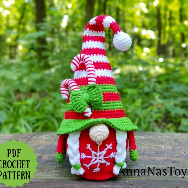 Christmas gnome (girl), Crochet gnome amigurumi pattern, gnome Santa, Crochet PDF pattern (English_US terms)