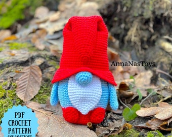 Gnome Smyrf father, fairy blue gnome, Crochet gnome amigurumi pattern, Crochet PDF pattern (English_US terms)