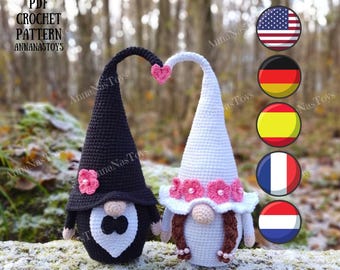 Wichtelpaar, Braut und Bräutigam, Gnom Braut und Bräutigam, Hochzeitsdekor häkeln, PDF Muster, Crochet wedding decorations