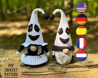 Zwerge Geist, gehäkelte Zwerge Amigurumi Häkelanleitung, Halloween Dekor, gehäkelte PDF Muster,