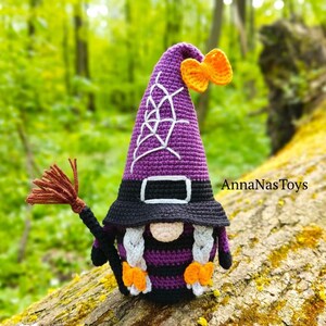 Gnome Ghost, Gnome Vampire and Witch With a Broom, Halloween Pattern ...