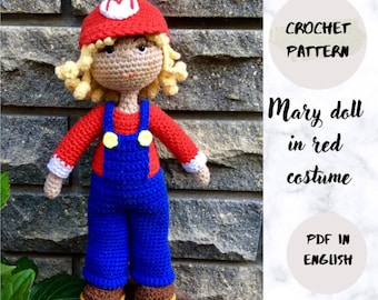 Mary Doll in Red Costume - Crochet PDF Pattern (English_US Terms)