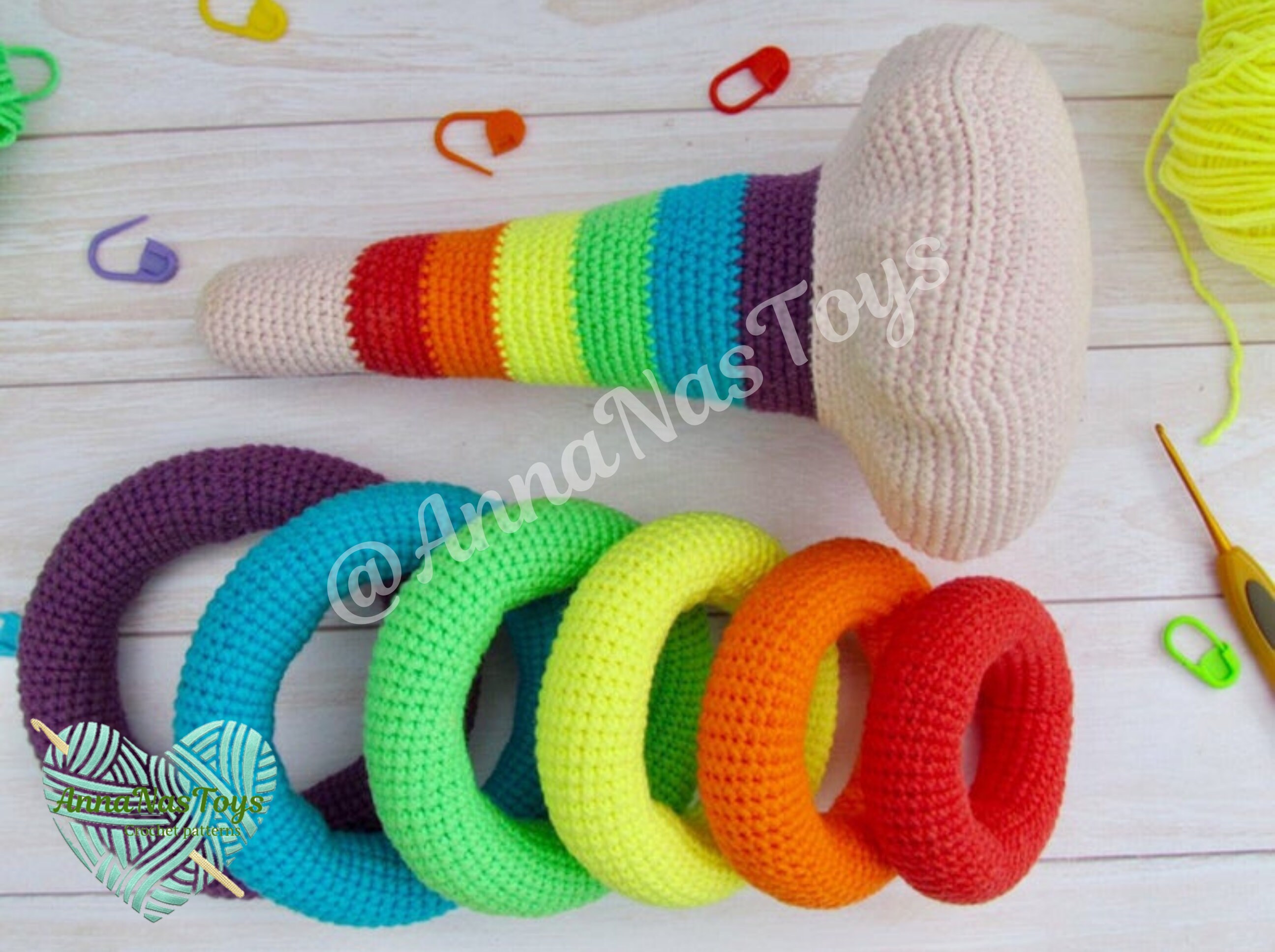 Crochet Amigurumi Toy Rainbow Stacking Rings PDF Pattern - Etsy