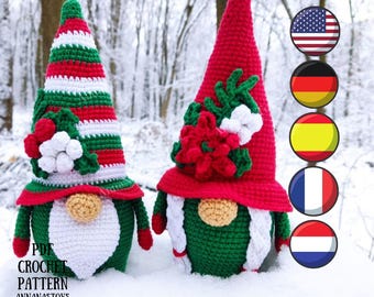 Weihnachts-Wichtel, PDF-Häkelanleitung, PDF-Muster, PDF-Muster, PDF, Deutsch, Spanisch, Französisch, Spanisch