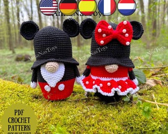 Gnome Mouse (boy and girl), fairy gnome, Crochet gnome amigurumi pattern, Crochet PDF pattern(English_US terms, German,Spanish,French,Dutch)