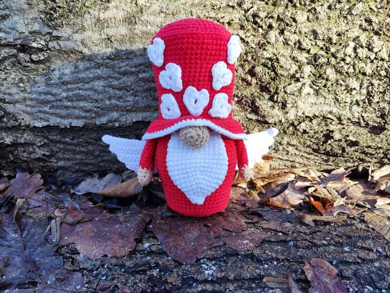 Gnome Red Valentin With Wings Crochet Gnome Amigurumi Etsy