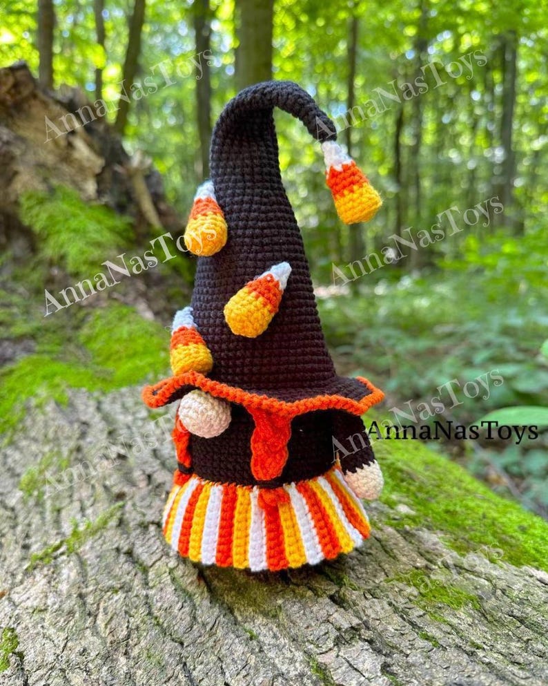Gnome Candy Corn (girl), Amigurumi Pattern, Halloween Decor, Crochet ...