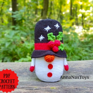 Gnome snowman, Crochet gnome amigurumi pattern, gnome Santa, Crochet PDF pattern (English_US terms)