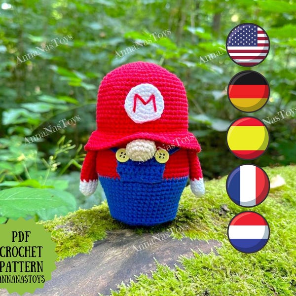 Gnomo Mareo, gnomo hada, patrón de gnomo amigurumi de crochet, patrón de crochet en PDF (inglés, español, francés, holandés)