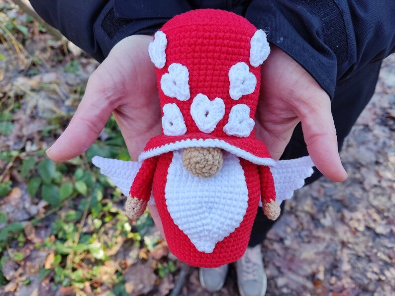 Gnome Red Valentin With Wings Crochet Gnome Amigurumi Etsy