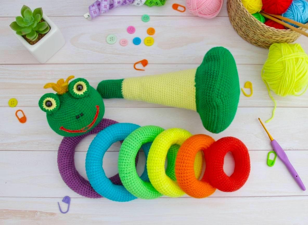 Colorful Rainbow Frog Stacking Rings Crochet Pattern - PDF Download ...