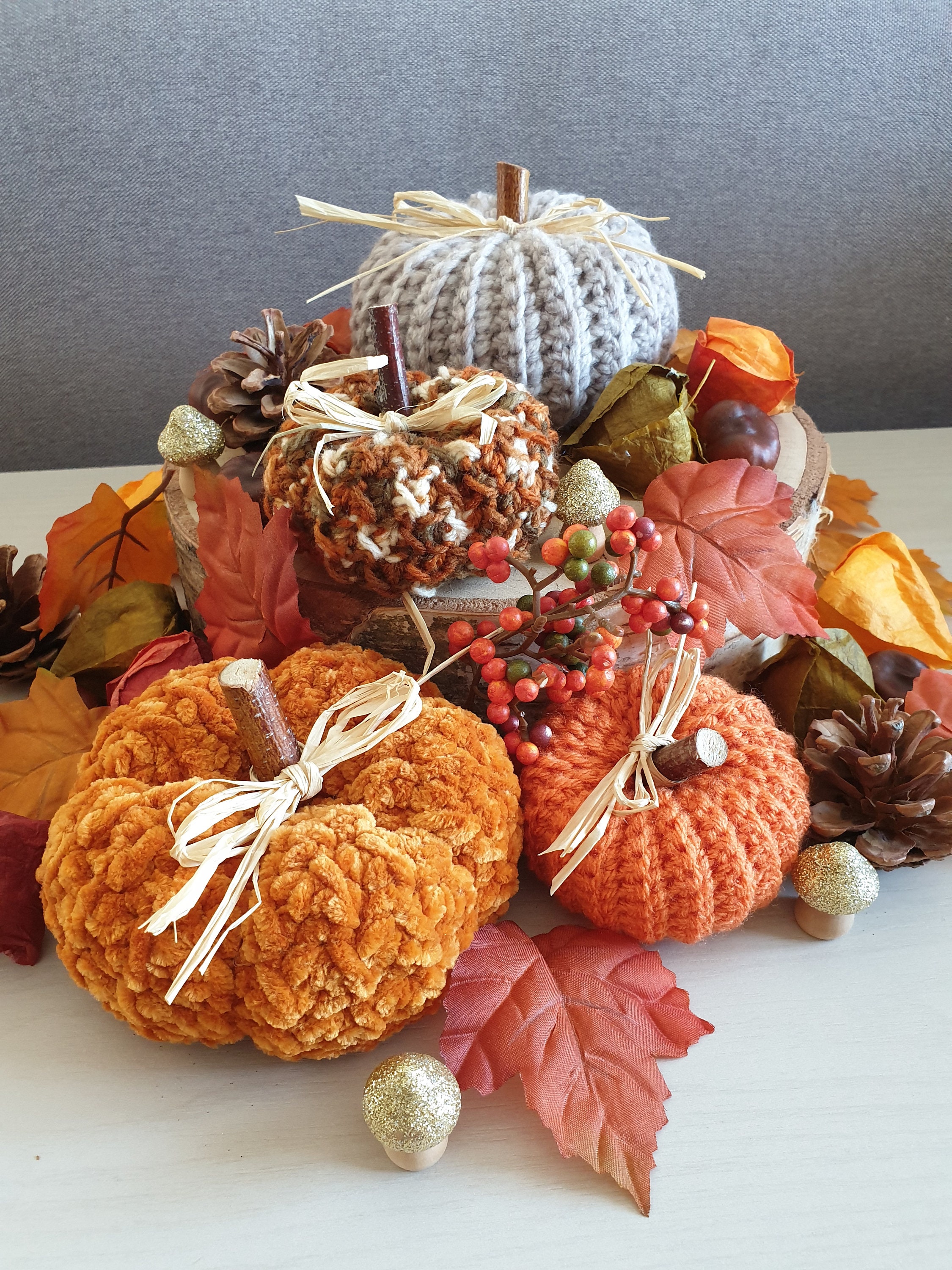 Set de Citrouilles Décoratives Au Crochet