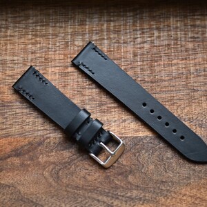 SALE! 20mm Black Leather Watch Band / Strap | Handmade in London