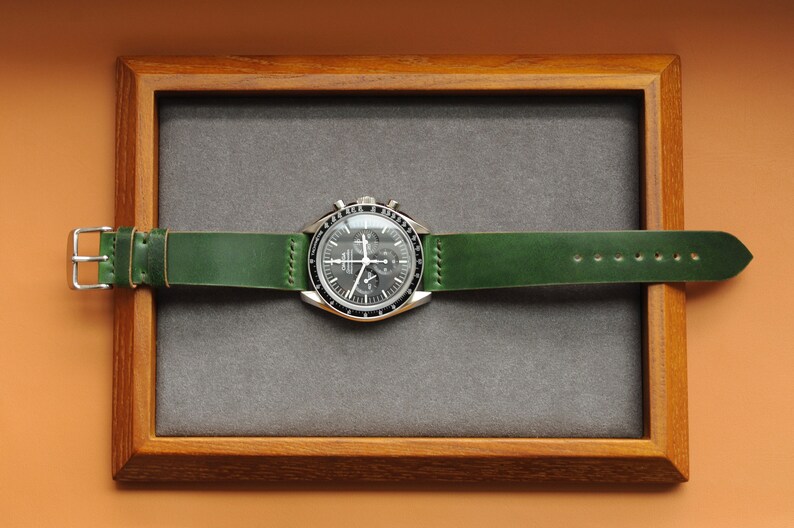 Green Shell Cordovan Leather Watch Band / Strap Minamalist Style