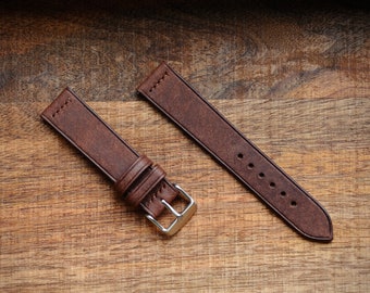 Tobacco Leather Watch Band / Strap | Pueblo Leather | Vintage Strap | Handmade in London