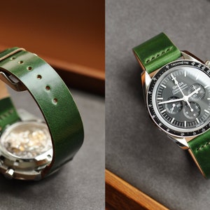 Green Shell Cordovan Leather Watch Band / Strap | Minamalist Style | Handmade in London