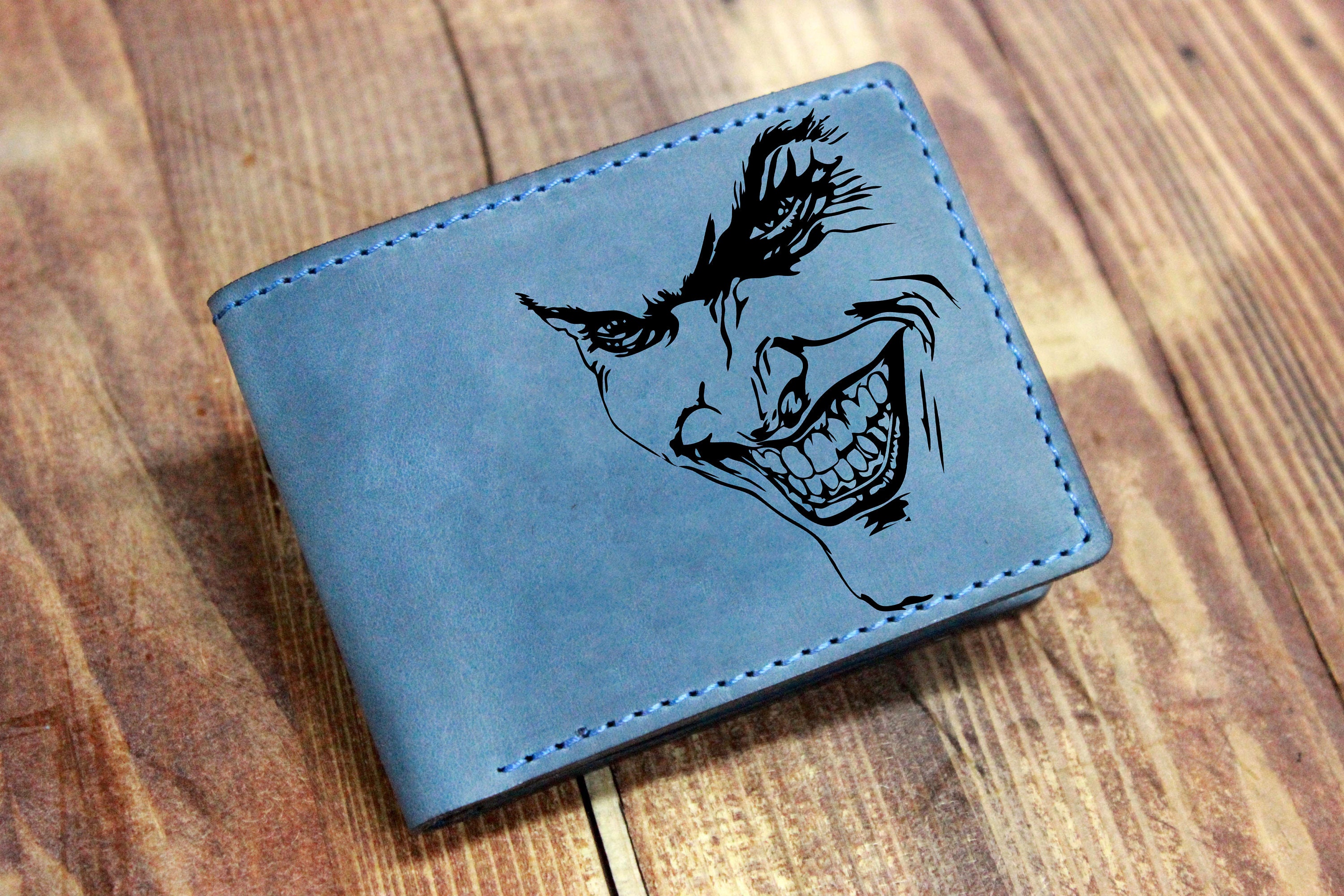 Joker walletDCU GiftsSuperhero walletJokerleather handmade Etsy