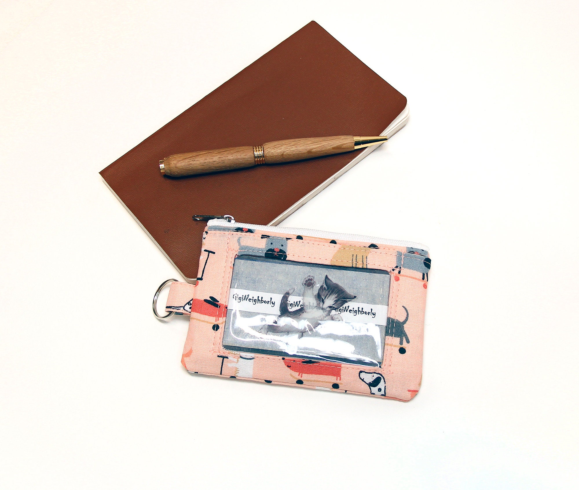 ID Card Wallet/ All Kind of Dogs Wallet/ Zippered ID bag/ Etsy