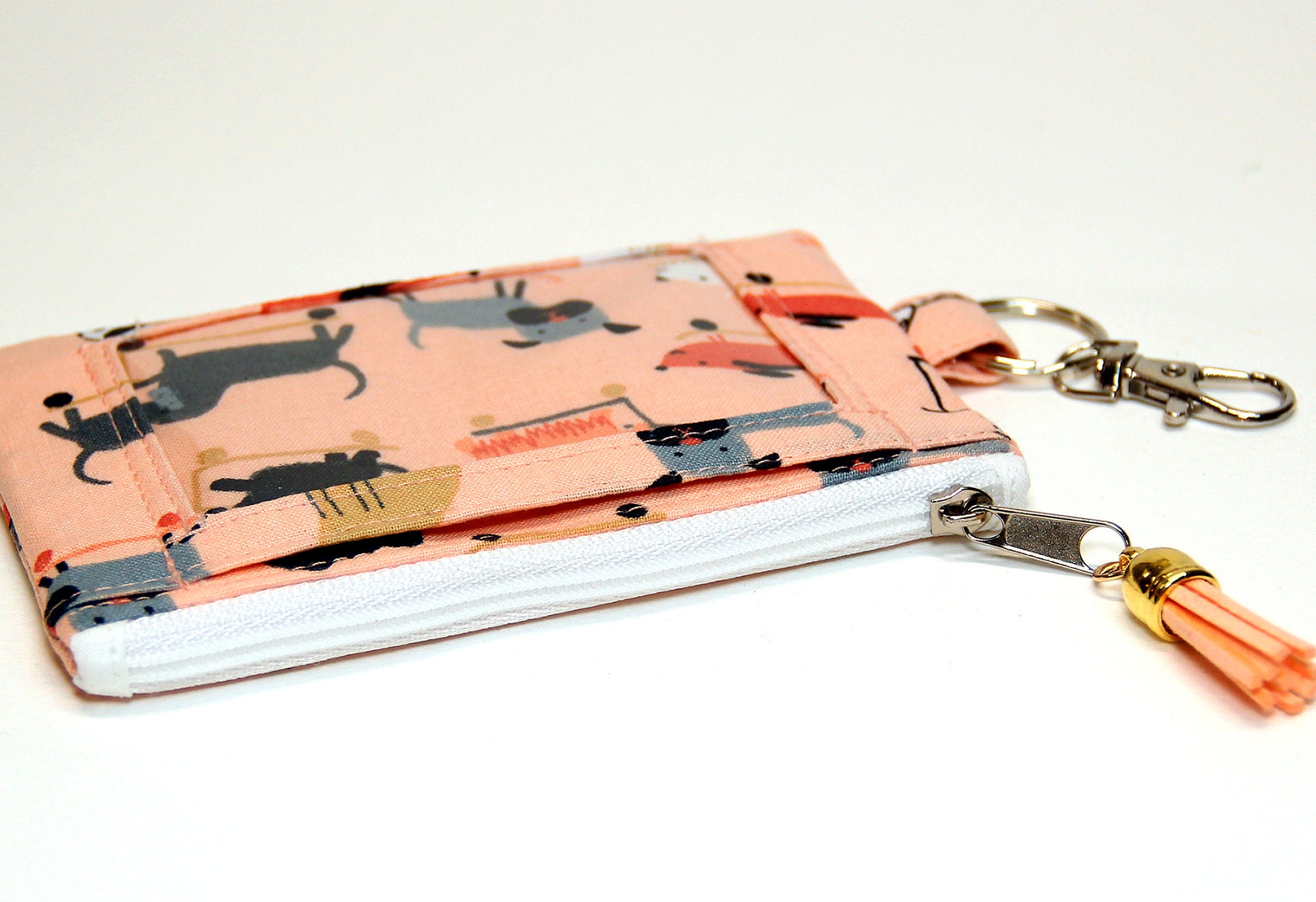 ID Card Wallet/ All Kind of Dogs Wallet/ Zippered ID bag/ Etsy
