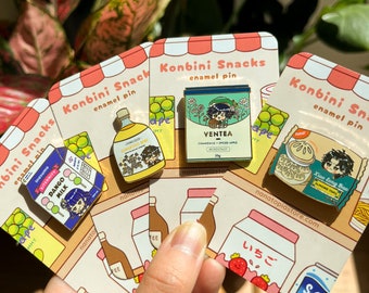 Genshin Impact Konbini Food Enamel Pin | Cute Genshin Merch | Xiao Zhongli Raiden Shogun Venti | Cute Game Birthday Gift | Valentine Gift